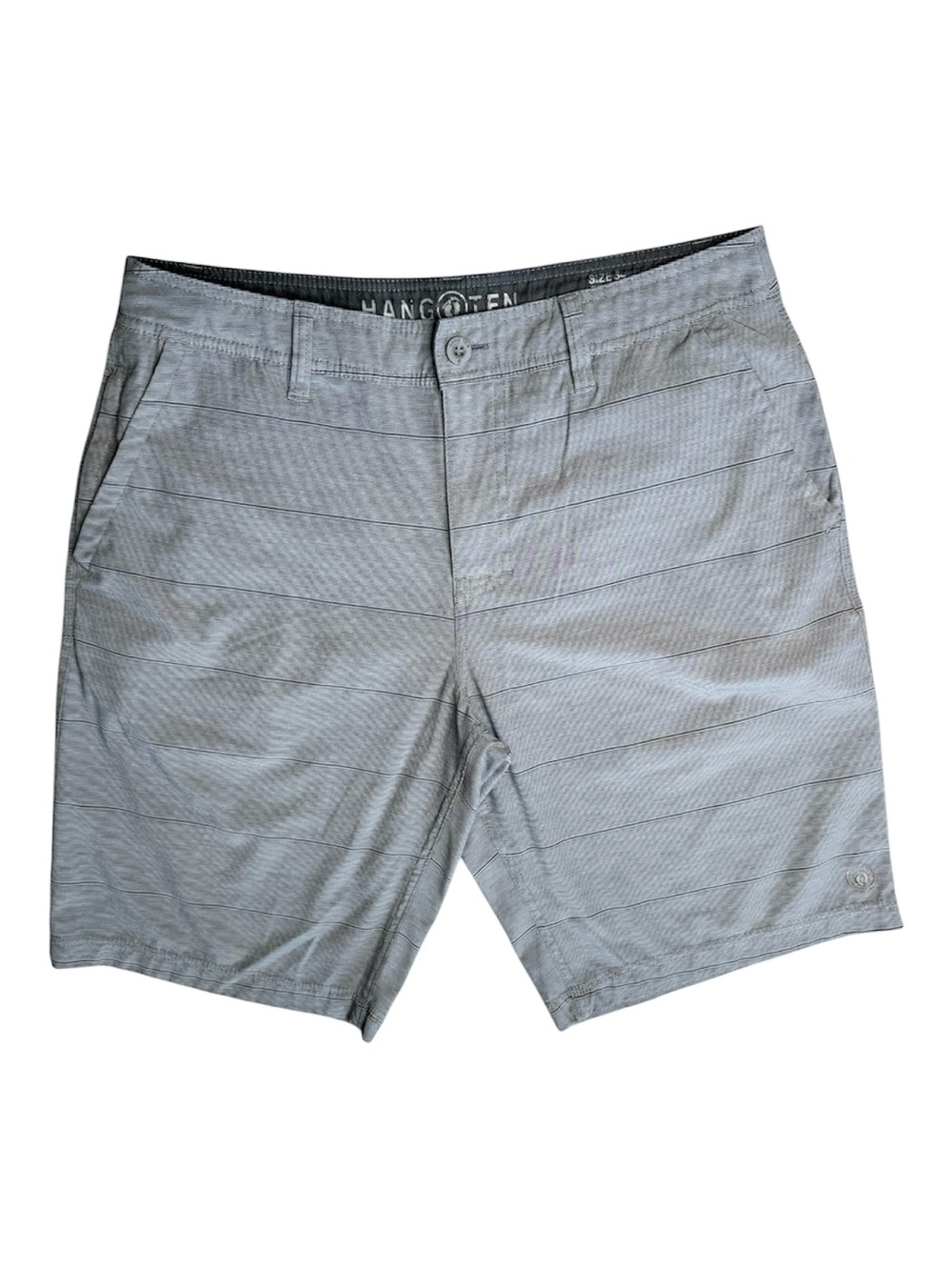 HANG TEN Men's Gray Striped Flat Front Shorts